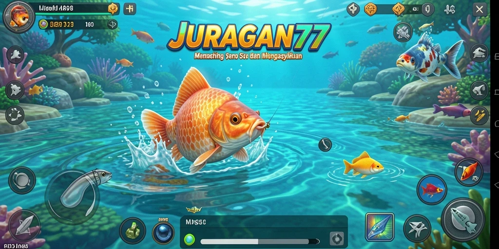 Screenshot JURAGAN77 menampilkan aksi seru saat memancing ikan besar.