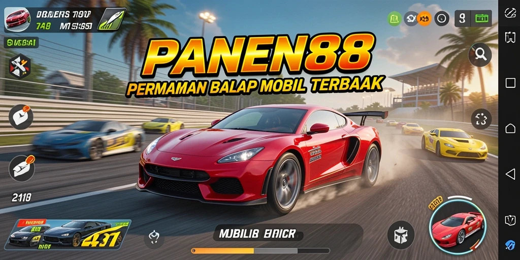 Tangkapan layar gameplay PANEN88 yang menunjukkan balapan menegangkan di lintasan.