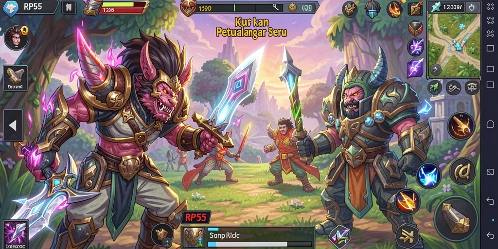 Tampilan gameplay RP55 yang mendebarkan dengan karakter dan pertempuran epik.